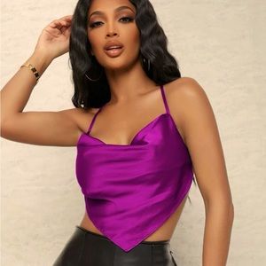 Satin Asymmetrical Tie Back Top NEW 🏷️